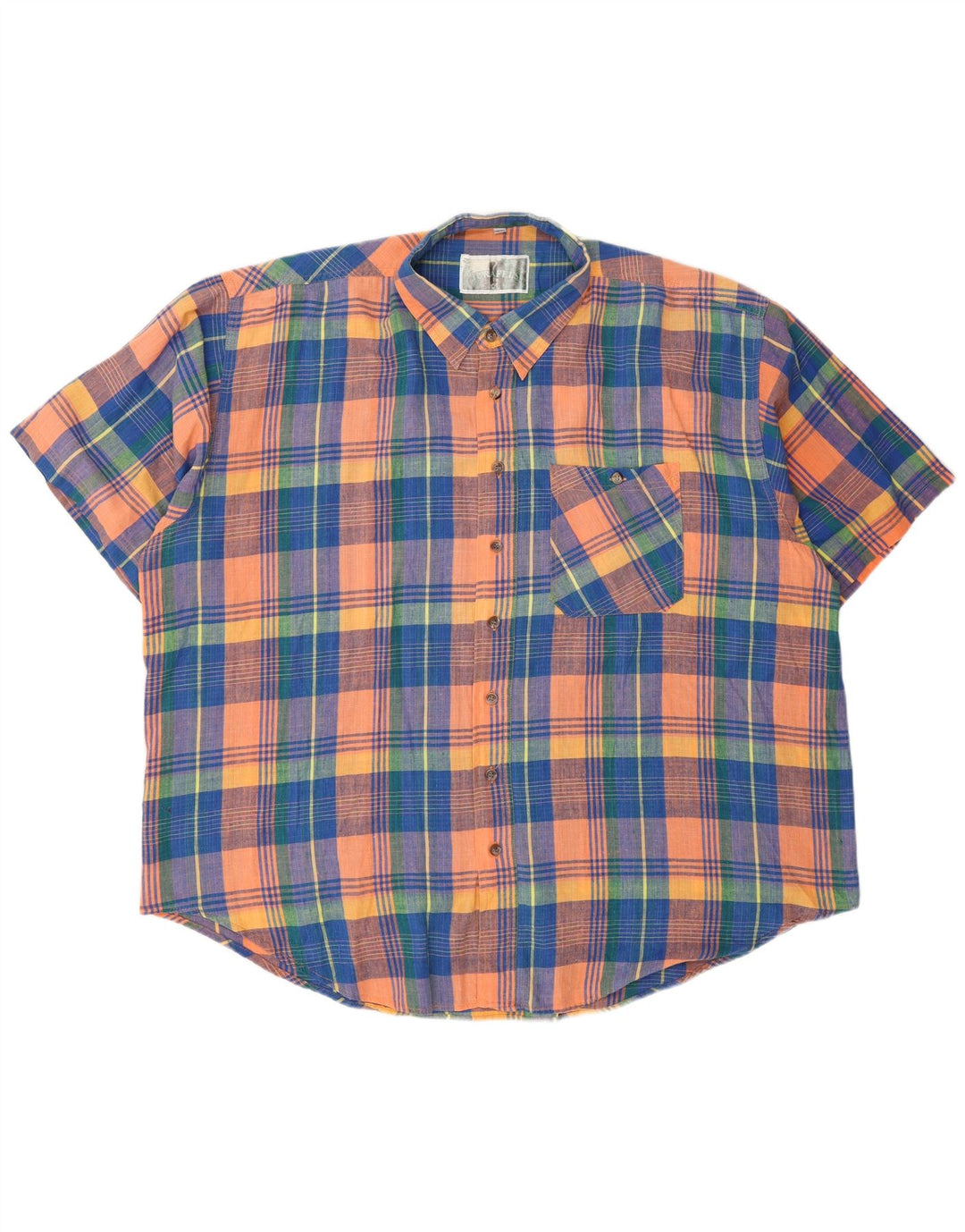 Koszula męska w stylu vintage o regularnym kroju, rozmiar 45/46, 2XL, wielokolorowa bawełniana krata