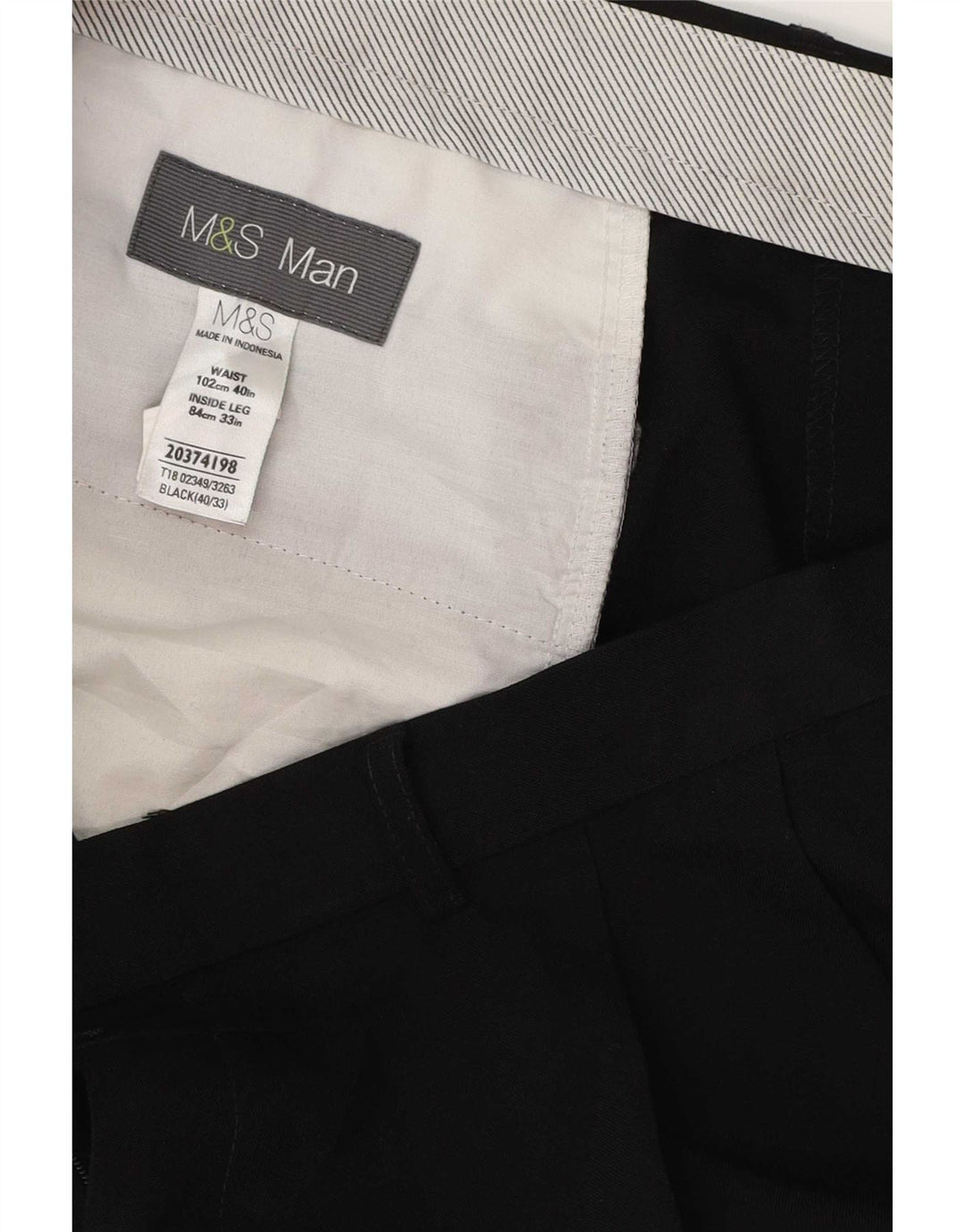 Męskie spodnie garniturowe Marks & Spencer W40 L33, czarny poliester
