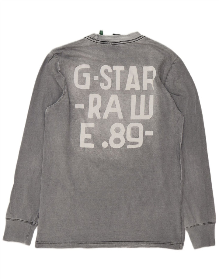 Męski graficzny top G-Star z długim rękawem, mały, szary, bawełniany