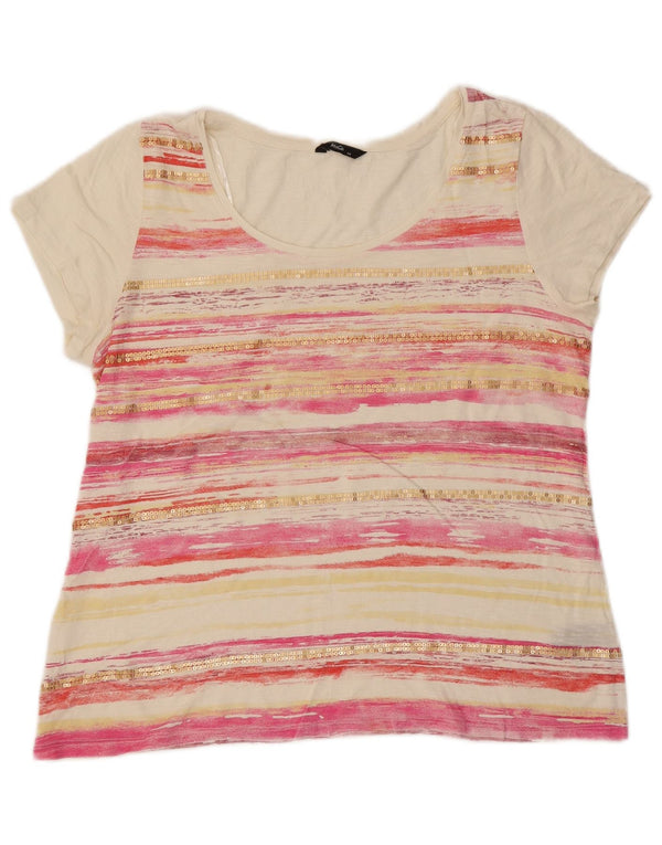 T-shirt damski M&Co, UK 14, bawełna w średnie białe paski
