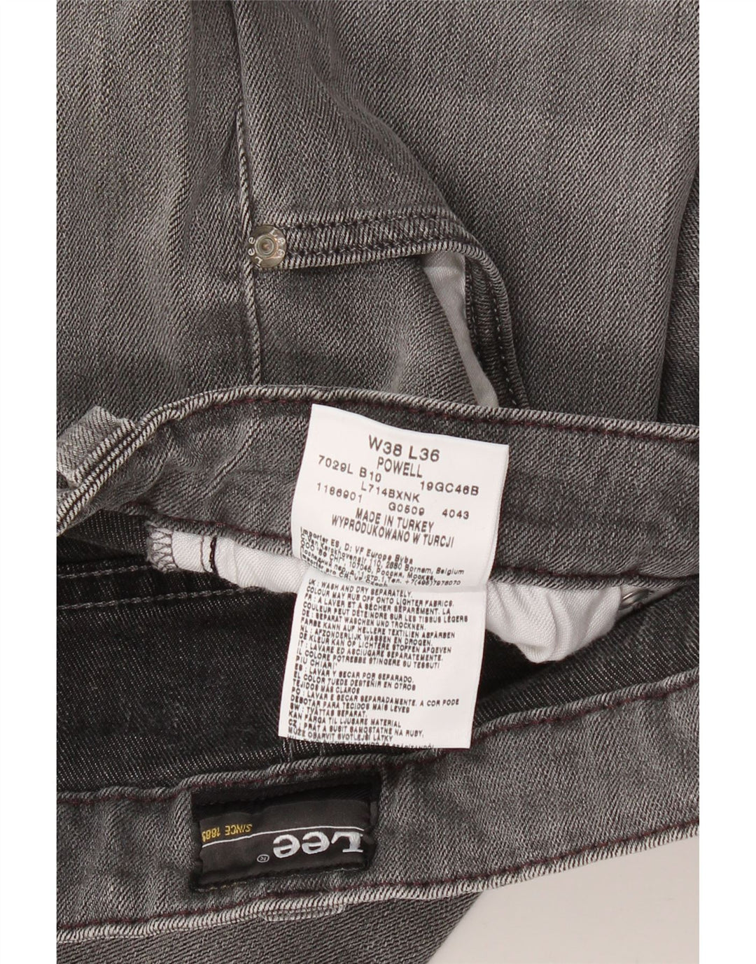 Męskie jeansy LEE Powell Slim W38 L28 Szara bawełna