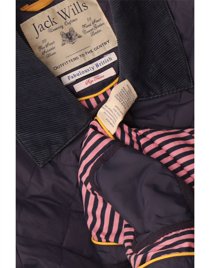 Damska pikowana kurtka Jack Wills UK 12, średni granatowy nylon