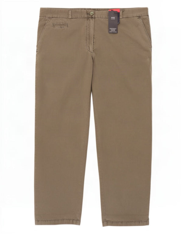 Marks & Spencer Damskie zwężane spodnie chino UK 18 XL W38 L28 Khaki Cotton