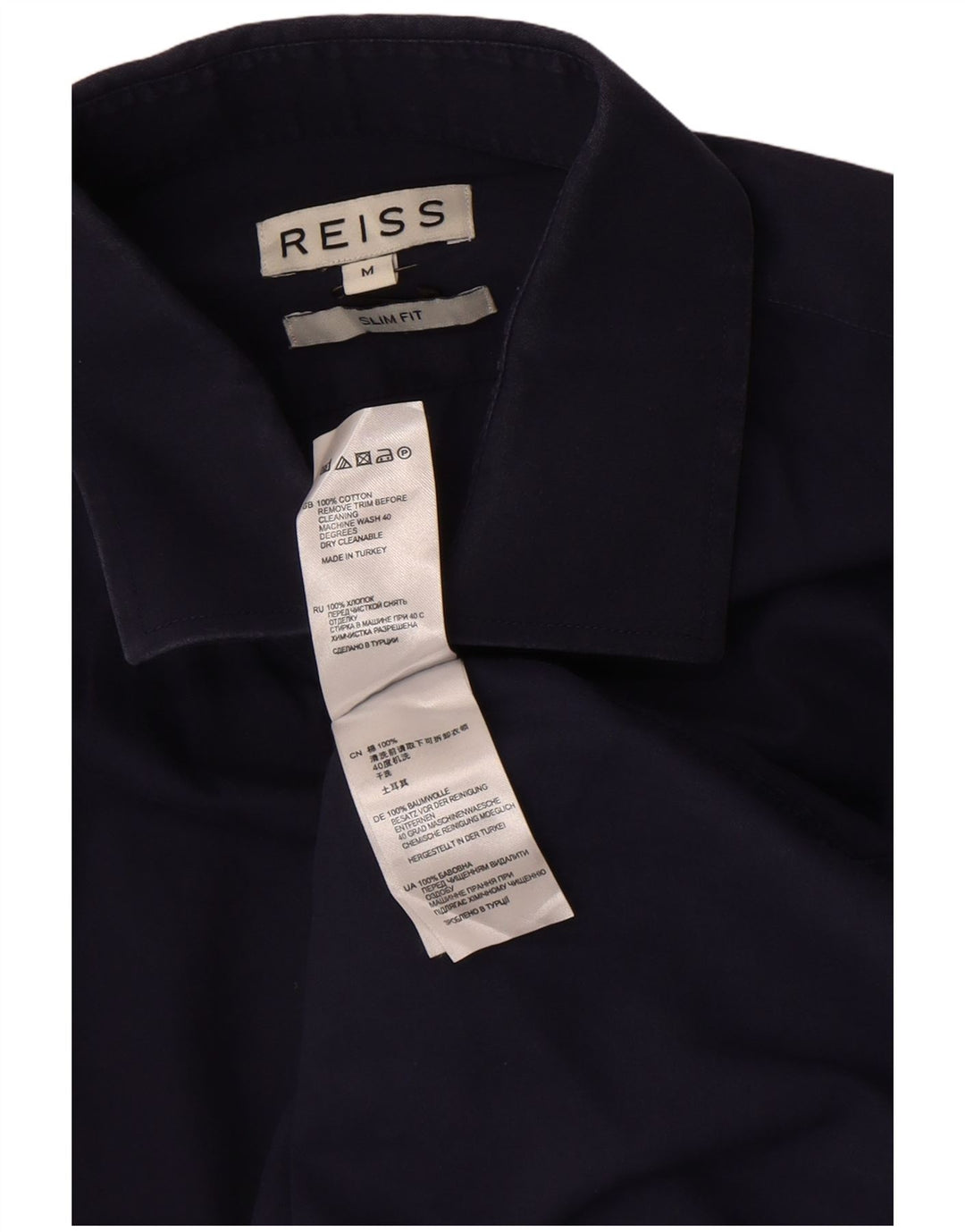 Koszula męska Reiss Slim Fit, średnia, granatowa, bawełniana