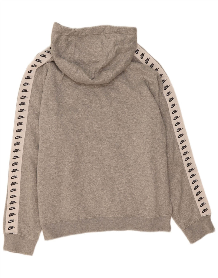 NIKE Mens Graphic Hoodie Jumper Medium Grey Colourblock Cotton