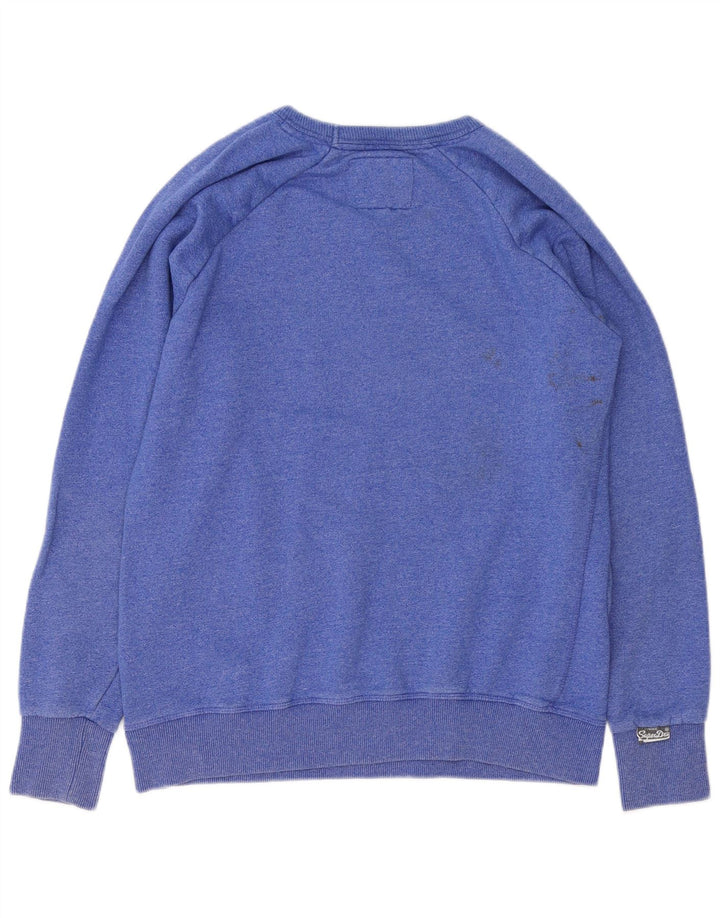 Męski sweter z grafiką Superdry, duży, niebieski, bawełniany
