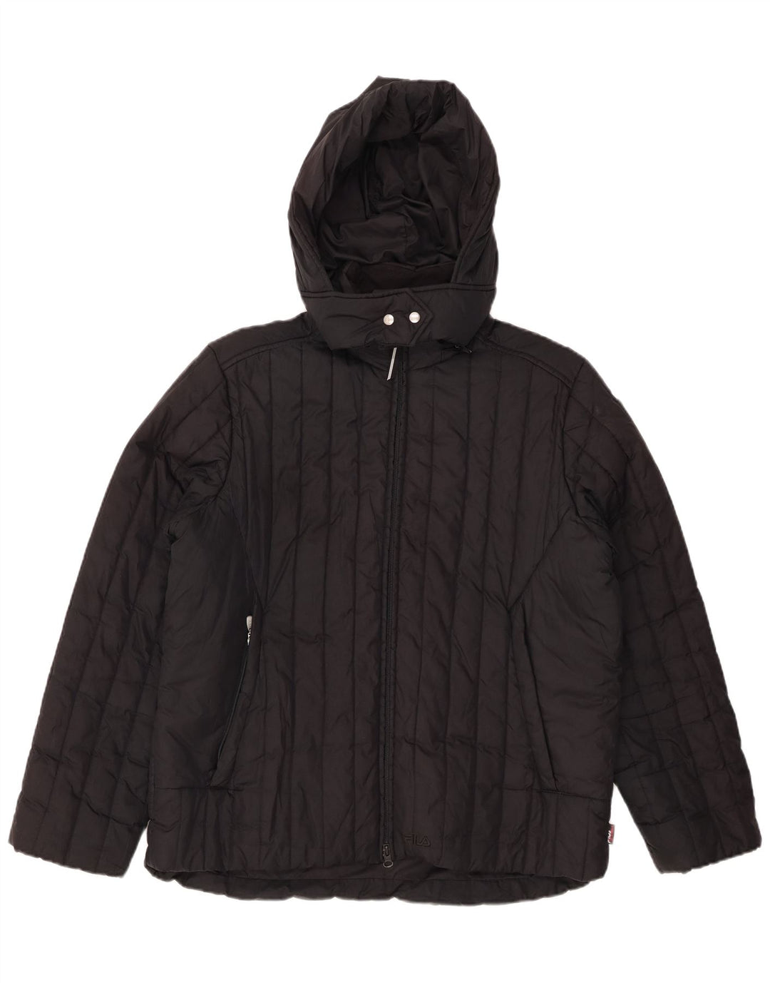 FILA Womens Oversized Hooded Padded Jacket UK 16 Large Black Polyester