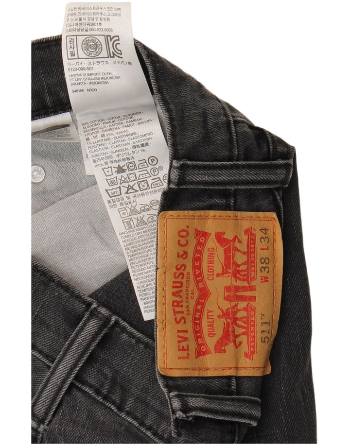 Męskie jeansy Levi's 511 Slim W38 L34 Czarna bawełna