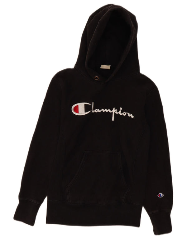 Damska bluza z kapturem Champion Reverse Weave Oversize z grafiką UK 6 XS w kolorze czarnym