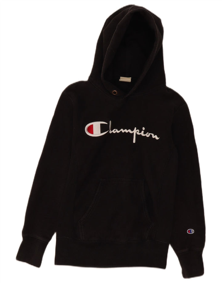 Damska bluza z kapturem Champion Reverse Weave Oversize z grafiką UK 6 XS w kolorze czarnym