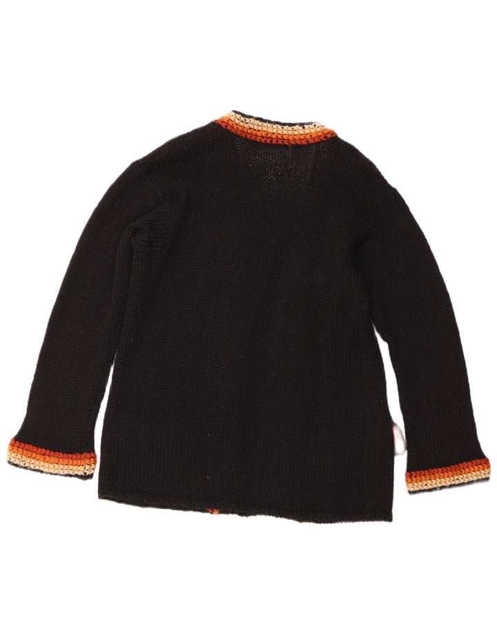 Vintage damski sweter rozpinany UK 14, średni czarny, blok kolorów