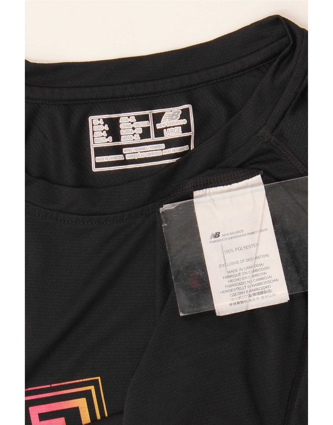 Męski T-shirt z grafiką New Balance, duży, czarny poliester