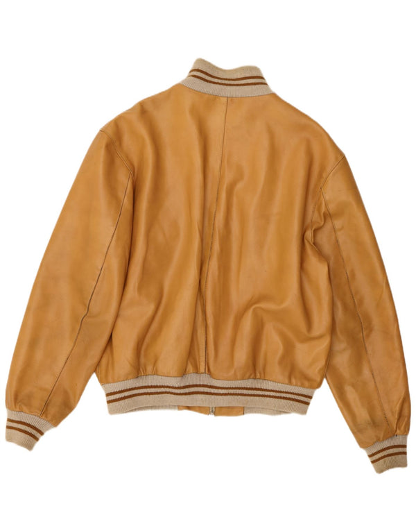 Vintage męska kurtka skórzana bomber UK 42 XL beżowa skóra
