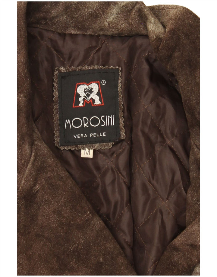 Damski zamszowy płaszcz Morosini z podwójnymi piersiami UK 14 Średni brąz, skóra