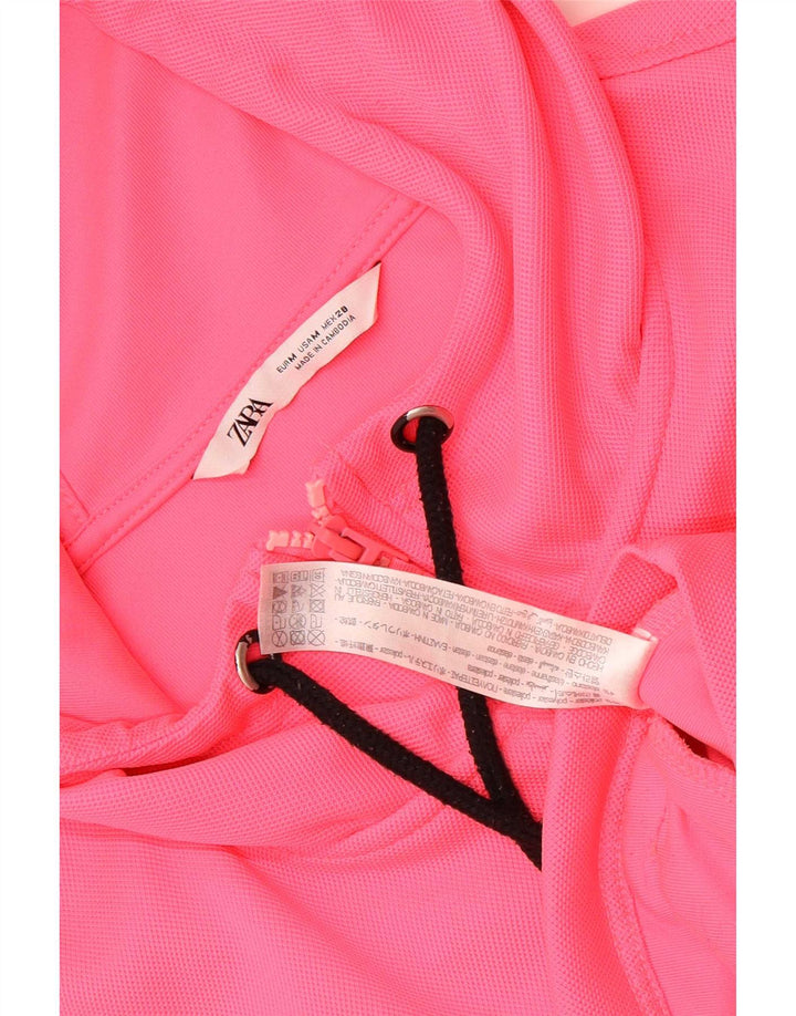Damski sweter Zara Crop Oversize z kapturem i zamkiem błyskawicznym UK 14 Średni różowy poliester