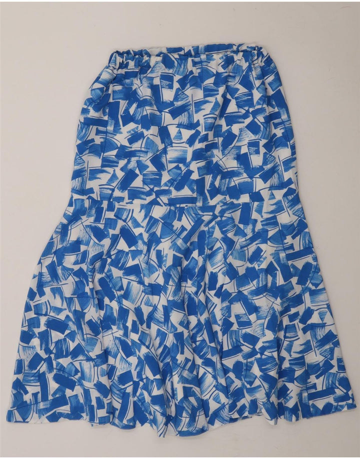 LIBRA Womens Abstract Pattern Trumpet Skirt US 10 Large W32 Blue Polyester Vintage Libra and Second-Hand Libra from Messina Hembry 
