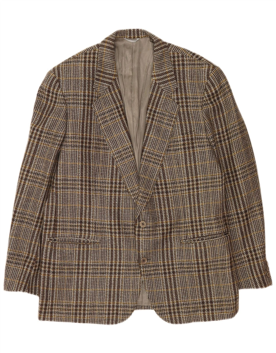 Męska marynarka zapinana na 2 guziki Yves Saint Laurent IT 54 2XL Szara wełniana kratka