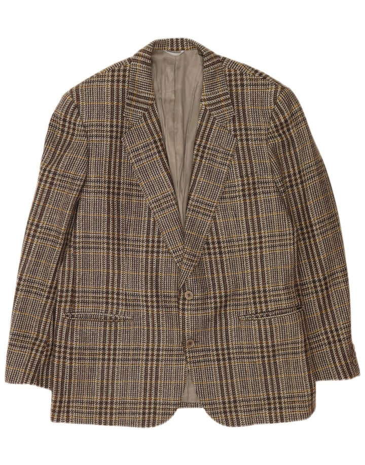 Męska marynarka zapinana na 2 guziki Yves Saint Laurent IT 54 2XL Szara wełniana kratka
