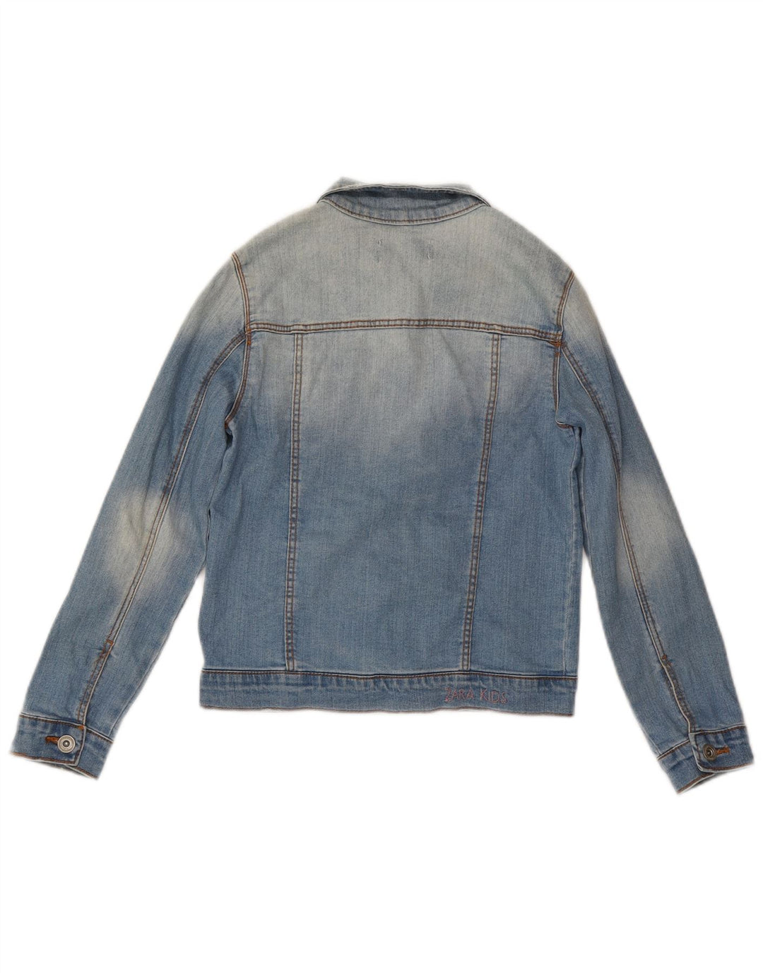 ZARA Girls Distressed Denim Jacket 9-10 Years Blue Cotton