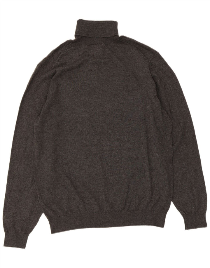 Męski sweter z wywijanym dekoltem Zara, duży, szary, nakrapiany wiskoza
