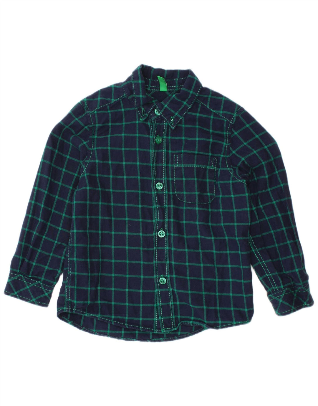 BENETTON Koszula flanelowa chłopięca 18-24 miesięcy, bawełniana, granatowa w kratkę