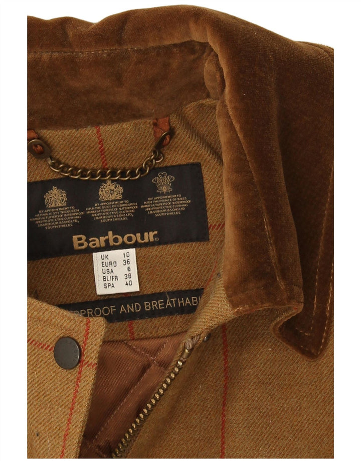 Damski płaszcz oversize Barbour UK 10 w małą beżową kratkę