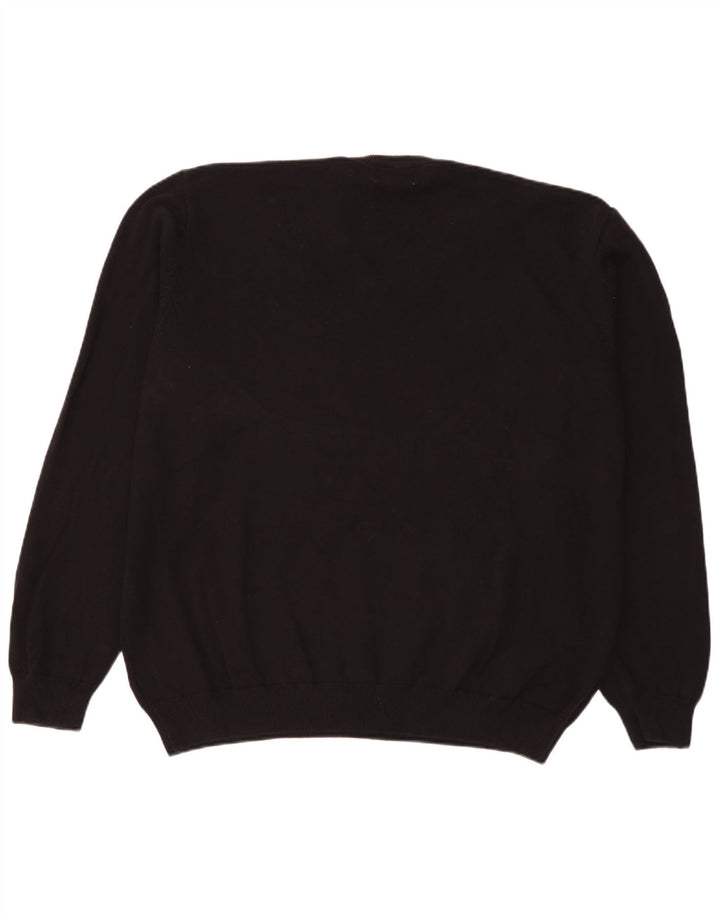 Marks & Spencer Męski sweter z dekoltem w kształcie litery V, 3XL, czarny, bawełniany