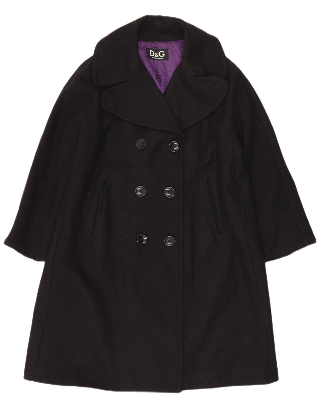 Dolce & Gabbana Damski płaszcz oversize z podwójnymi piersiami IT 38 XS, czarna wełna