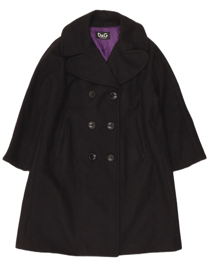 Dolce & Gabbana Damski płaszcz oversize z podwójnymi piersiami IT 38 XS, czarna wełna