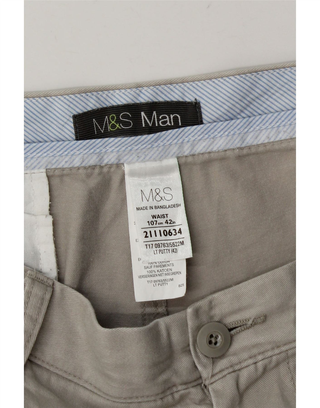 Marks & Spencer Męskie spodenki Chino W42 2XL Szara bawełna