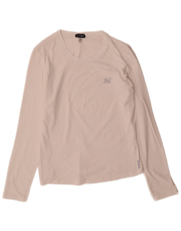 Damski top z długim rękawem Armani Jeans UK 12, średni biały