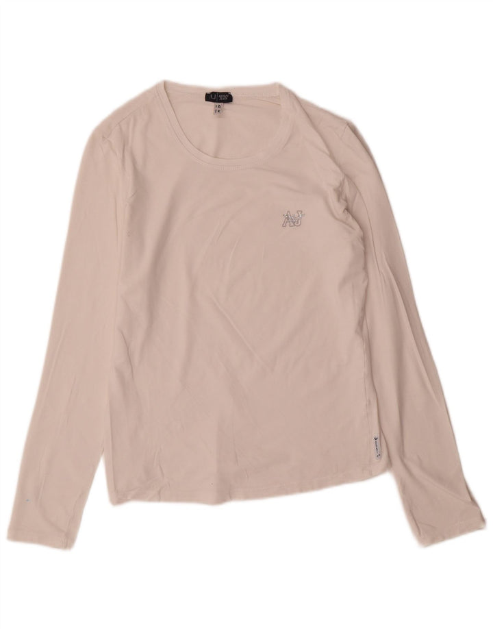 Damski top z długim rękawem Armani Jeans UK 12, średni biały