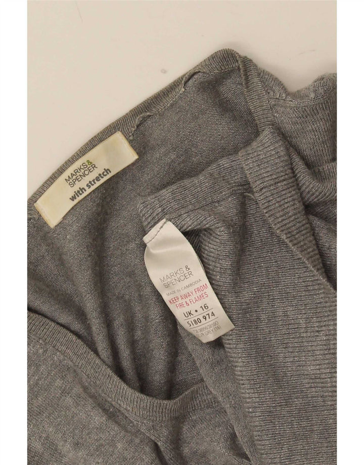 Marks & Spencer Damski sweter rozpinany UK 16, duży, szary poliamid