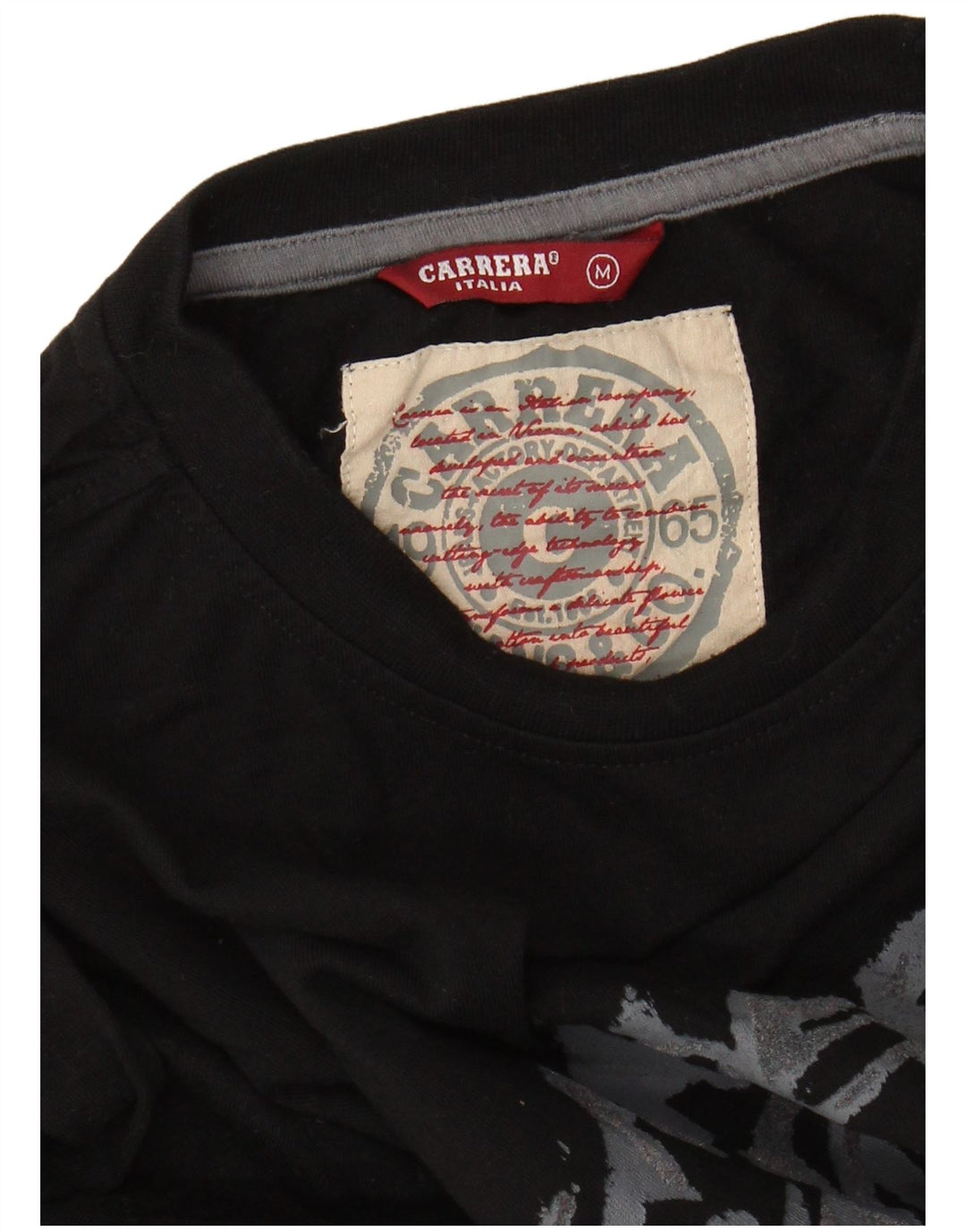 Męski top graficzny CARRERA z długim rękawem, średni czarny