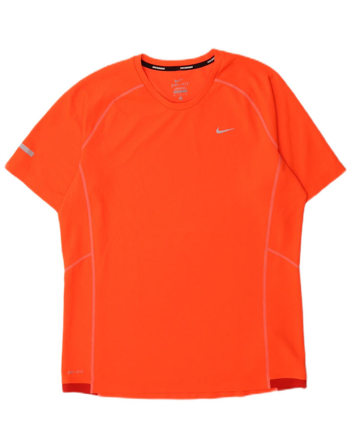 Męski T-shirt Nike Dri Fit Top, średni, pomarańczowy, poliestrowy blok kolorów