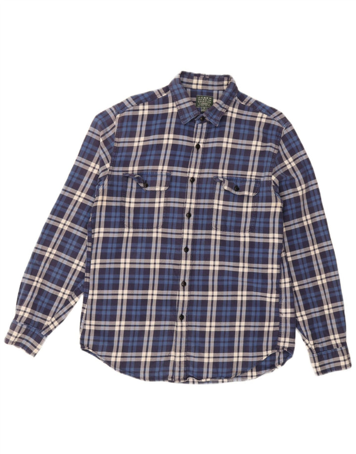 Męska koszula flanelowa J. Crew w średnią niebieską kratkę