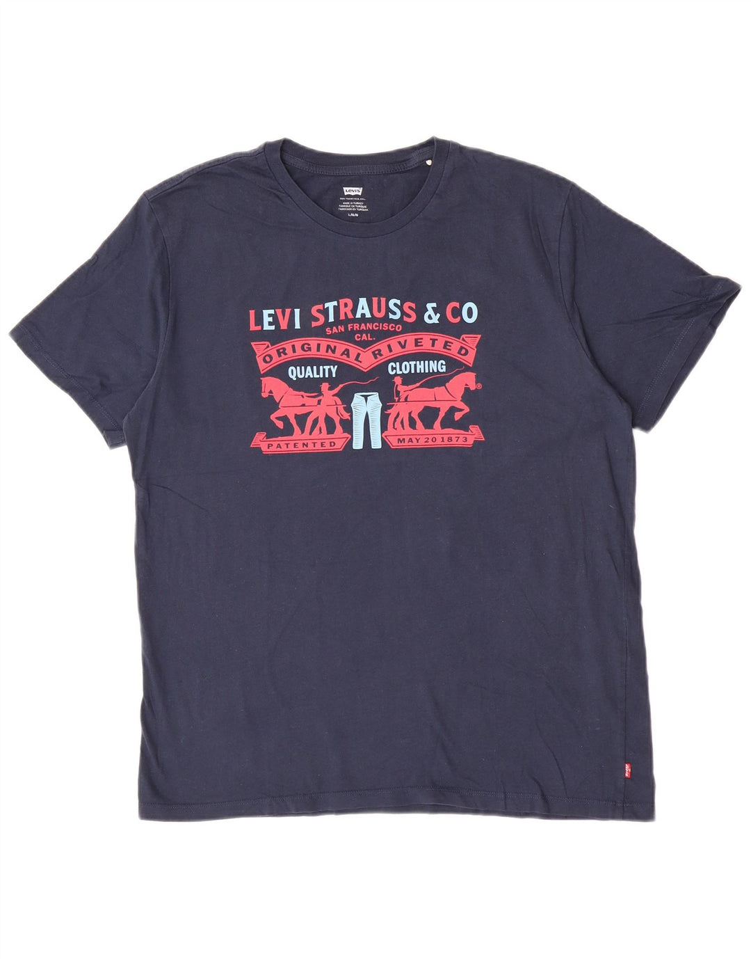 Męski T-shirt z grafiką Levi's, duży, granatowy, bawełniany