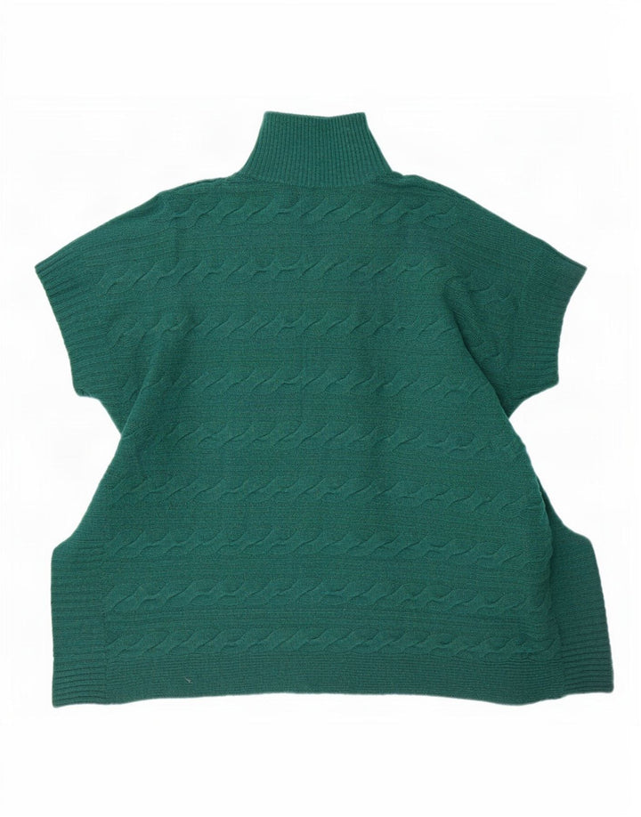 Damski sweter poncho White Stuff, jeden rozmiar, zielona, nakrapiana wełna jagnięca