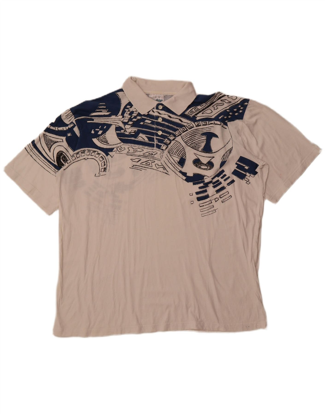 Męska koszulka polo SHAMP z grafiką EU 48 Średnia biała bawełna z geometrycznym wzorem