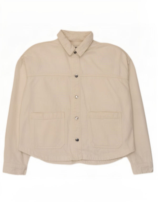 Damska kurtka jeansowa oversize Zara UK 10, mała, biała, bawełniana