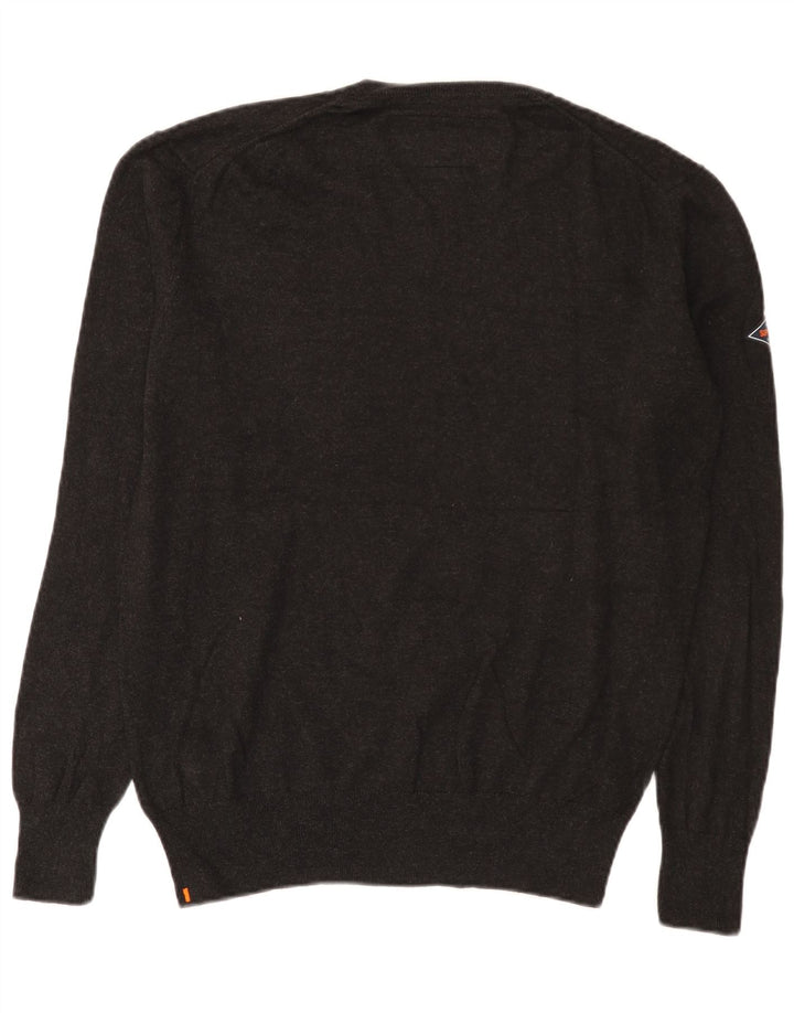 Męski sweter Superdry z dekoltem w kształcie litery V, XL, szary, bawełniany