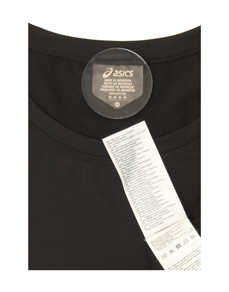 ASICS Womens Crop Graphic T-Shirt Top UK 14 Medium Black Polyester Vintage Asics and Second-Hand Asics from Messina Hembry 