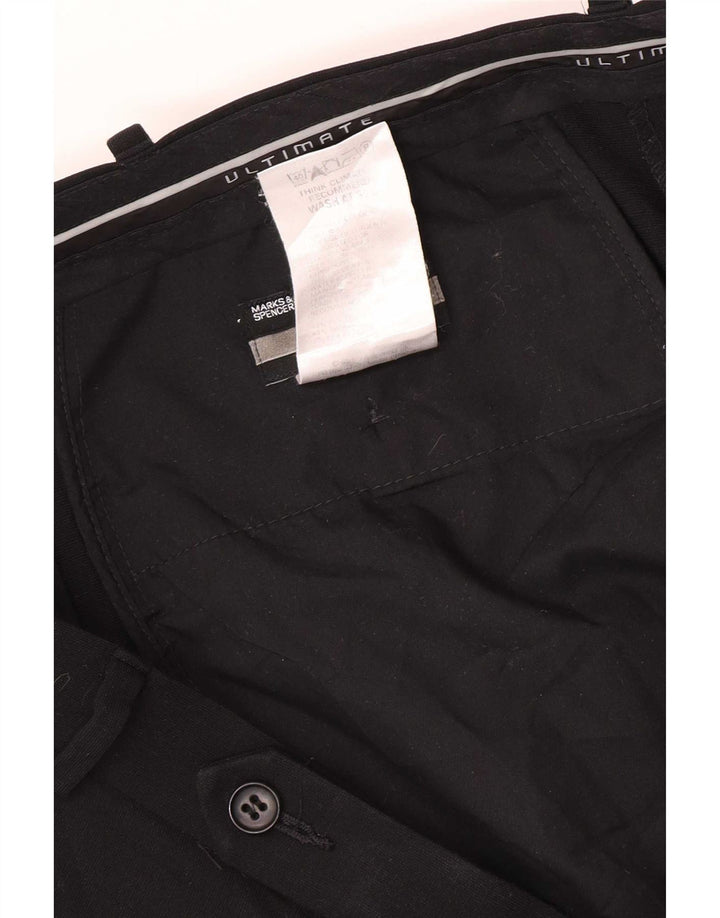 Męskie spodnie garniturowe Marks & Spencer W38 L33, czarny poliester