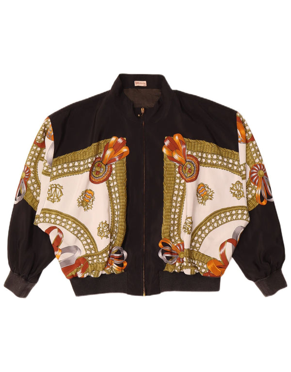 Felicia Womens Abstract Pattern Oversized Bomber Jacket EU 44 XL Black