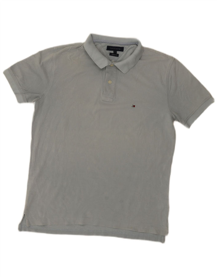 Męska koszulka polo Tommy Hilfiger o regularnym kroju, duża, niebieska, bawełniana