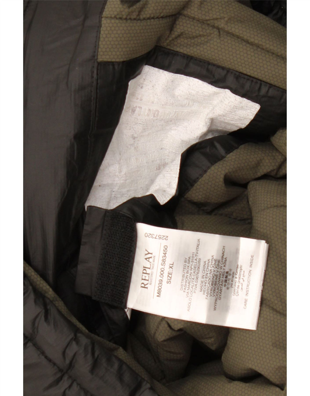 Męska kurtka wiatrówka Replay z grafiką UK 42 XL, czarny polietylen