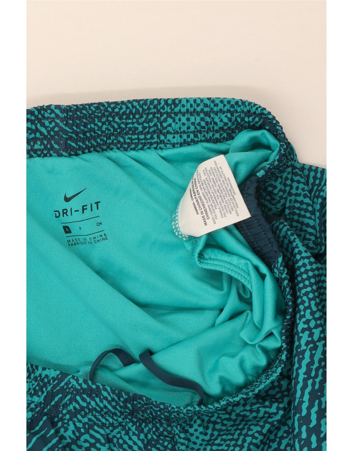 Damskie spodenki sportowe NIKE Dri Fit UK 10, małe, niebieskie, geometryczne, z poliestru