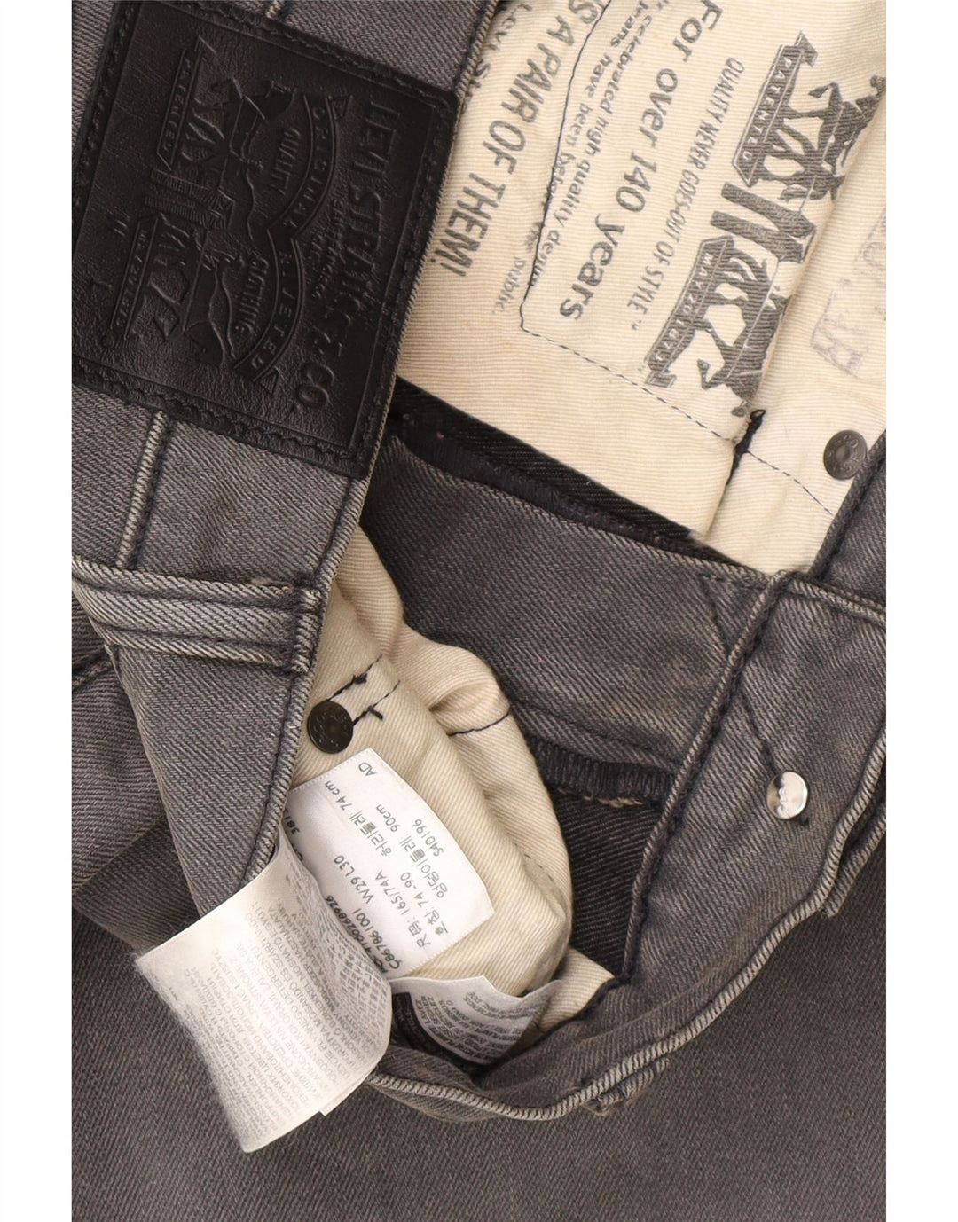 LEVI'S Womens Slim Jeans W29 L30 Grey Cotton Vintage Levi's and Second-Hand Levi's from Messina Hembry 