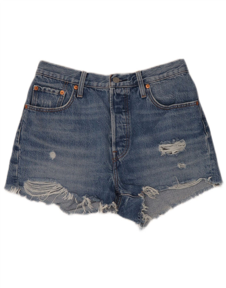 Damskie spodenki jeansowe Levi's 501 w trudnej sytuacji W29 Średnioniebieskie bawełniane