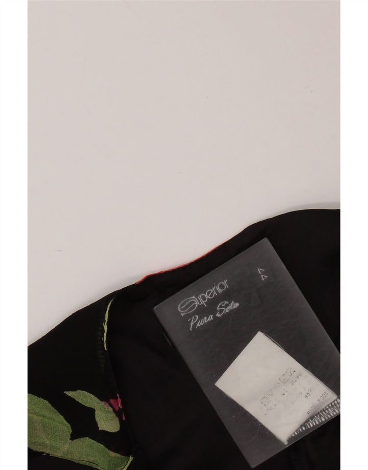 SUPERIOR Damska sukienka na ramiączkach IT 44 Średni czarny jedwab w kwiaty